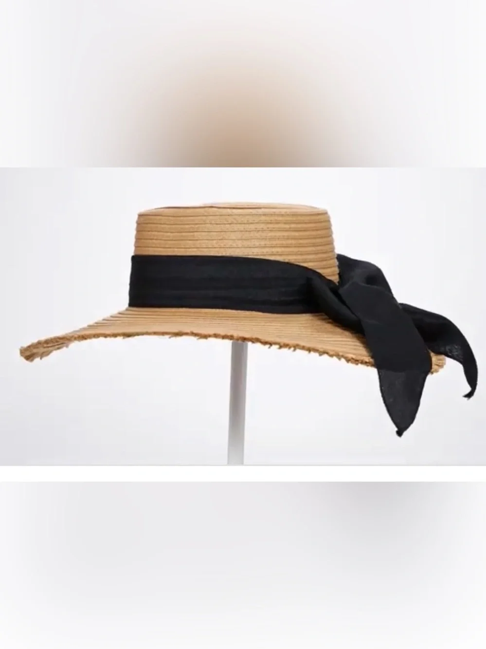 Sun n Sand Women's Tan Paperbraid Floppy Hat with Black Band NWT